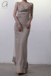 marc le bihan two-piece embellished maxi dress 21221 BEIGE